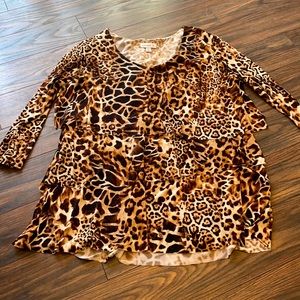 Susan graver animal print layered blouse top